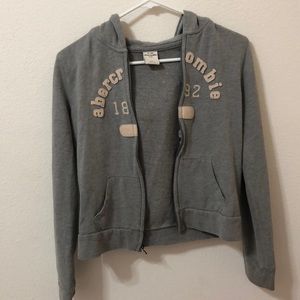 grey abercrombie kids zip up hoodie